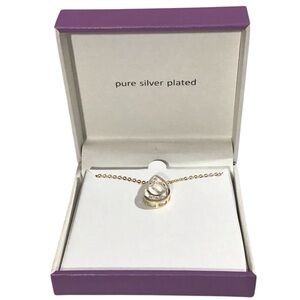 JCP Pure Silver Plated Teardrop Necklace Two Tone Gold Costume Fashion Jewelry